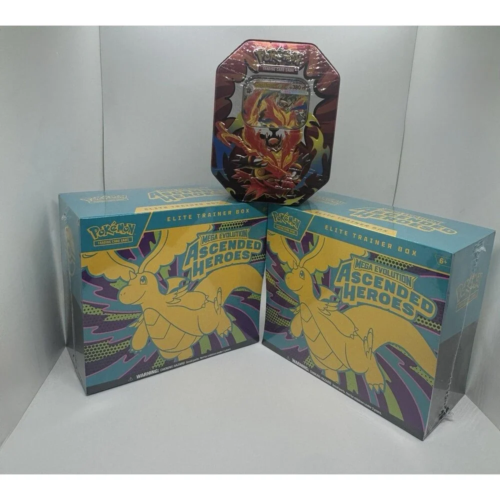 Pokemon TCG Mega Evolution Ascended Heroes Elite Box ETB X2 + Tin X1 New Sealed
